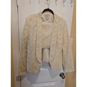 Ann Taylor Loft Lace Crochet Skirt Suit Cream Ivory Womens Size 12